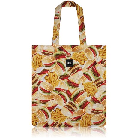 nother Buger &amp; Fries Flat Tote Bag / 나더 햄버거 패턴 플랫 토트백